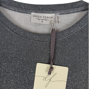 Dress Forum Los Angeles Sparkle Short Sleeve Dress Womens M Gray Metallic Party